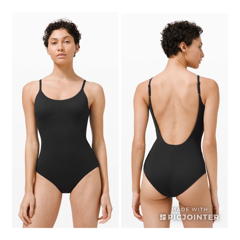Lululemon Waterside Honeycomb Swim One-Piece Black Swimsuit NWT S